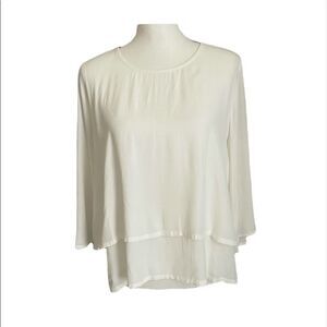 🟢Masai Brynhild Ivory Layered A Line Blouse 3/4 Sleeve Size XS